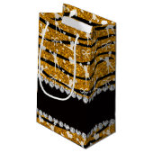 Naam goud glitter zebra stripes cheerleading klein cadeauzakje (Achterkant Gekanteld)