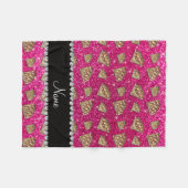 Naam gouddiamantneon hete roze glitter fleece deken (Voorkant (Horizontaal))