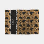 Naam gouden glitter kerstbomen sterren fleece deken (Voorkant (Horizontaal))