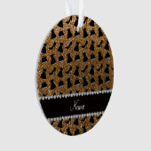 Naam gouden glitter met hoge hakken jurk paars ornament (voorkant)