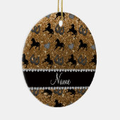 Naam gouden glitterpaarden harten hoefijzer keramisch ornament (Rechts)