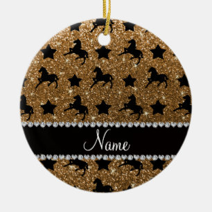 Naam gouden glittersterren keramisch ornament