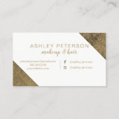Naam gouden witte haarmake-up typografie visitekaartje (Achterkant)