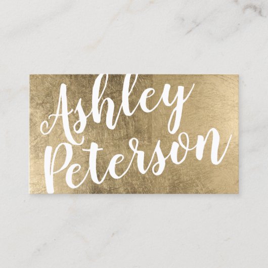 Naam gouden witte haarmake-up typografie visitekaartje (Voorkant)