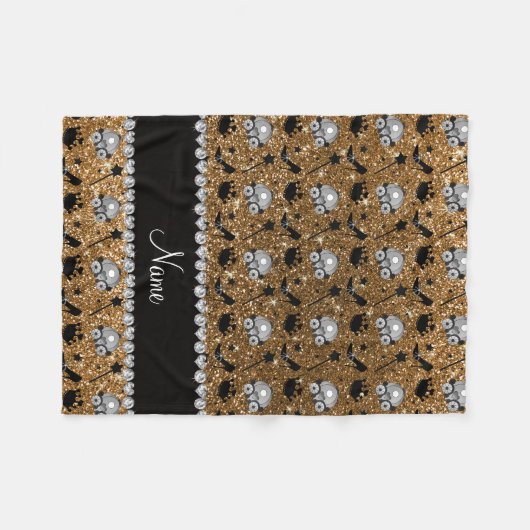 Naam goudglitter princess crowns wand stars fleece deken (Voorkant (Horizontaal))