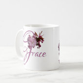  naam Grace roze kersenbloesem boho Koffiemok (Voorkant links)