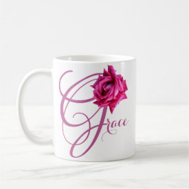  naam Grace  roze roos bloemen Koffiemok