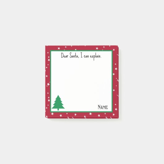Naam, Grappig Beste Kerstman Rode en Witte Sterren Post-it® Notes (Voorkant)
