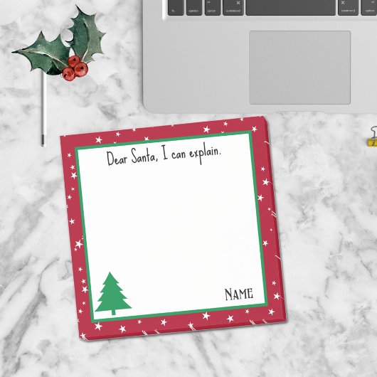 Naam, Grappig Beste Kerstman Rode en Witte Sterren Post-it® Notes