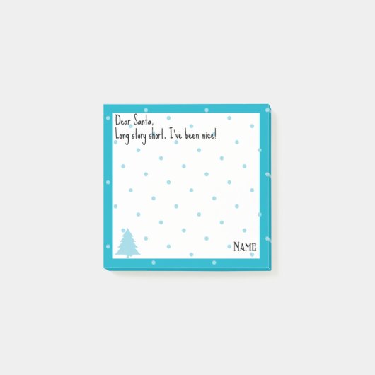 Naam, Grappig Beste Santa Blue Polka Dots Post-it® Notes (Voorkant)