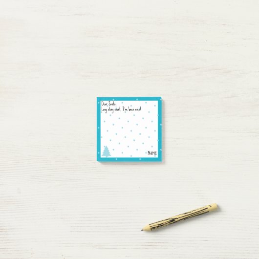 Naam, Grappig Beste Santa Blue Polka Dots Post-it® Notes (Op bureau)