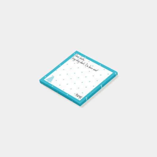 Naam, Grappig Beste Santa Blue Polka Dots Post-it® Notes (Schuin)