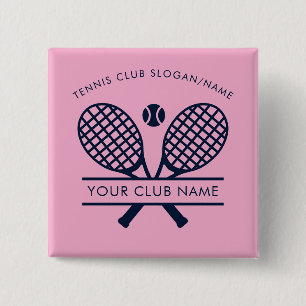Naam gras-tennisclub Teamcoach Roze Vierkante Button 5,1 Cm