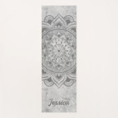 Naam Gray Glitter Marble Mandala Om Exercise Yogamat (Voorkant)