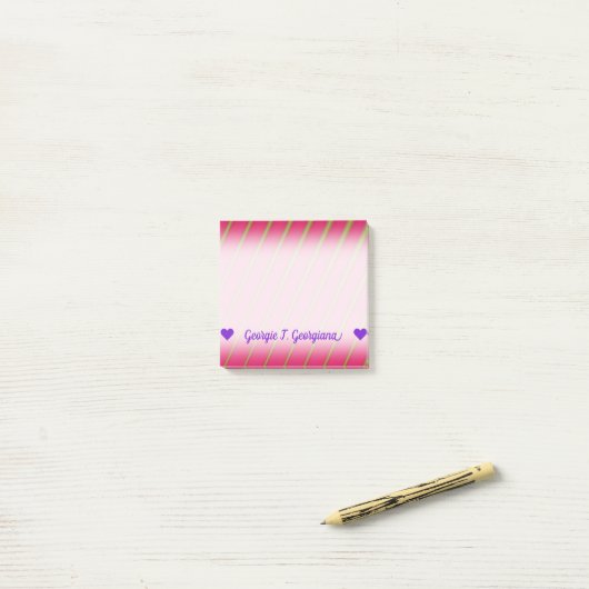 naam; Green Lines on Crimson Pattern Post-it® Notes (Op bureau)