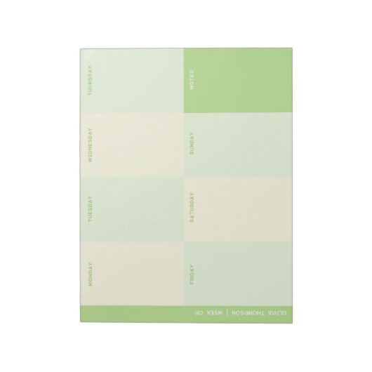 Naam Green School Weekly Planner Notitieblok (Linkerzijde)