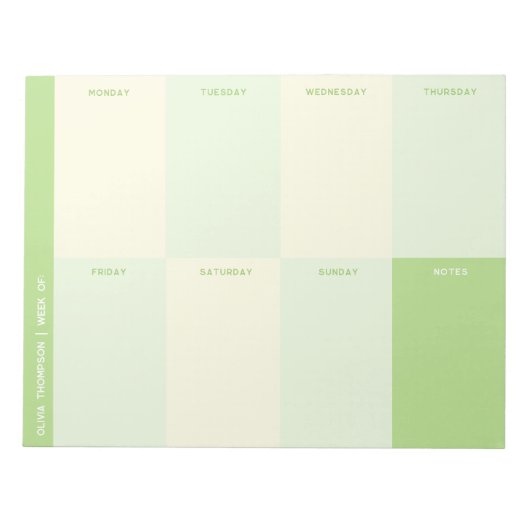 Naam Green School Weekly Planner Notitieblok (Voorkant)