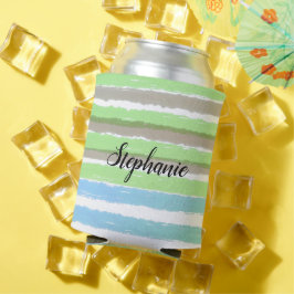 Naam grijze groene blauwe strepes blikjeskoeler