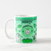 Naam Groen 3D-effect Halloween Ghost Spooky Season Koffiemok (Links)