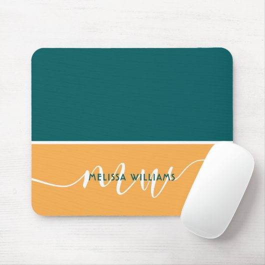 Naam groen en geel minimalistisch script muismat (Met muis)