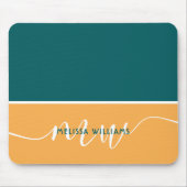 Naam groen en geel minimalistisch script muismat (Voorkant)