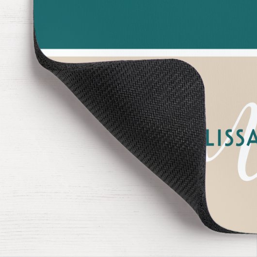 Naam groen en wit minimalistisch script muismat (Hoek)