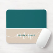 Naam groen en wit minimalistisch script muismat (Met muis)