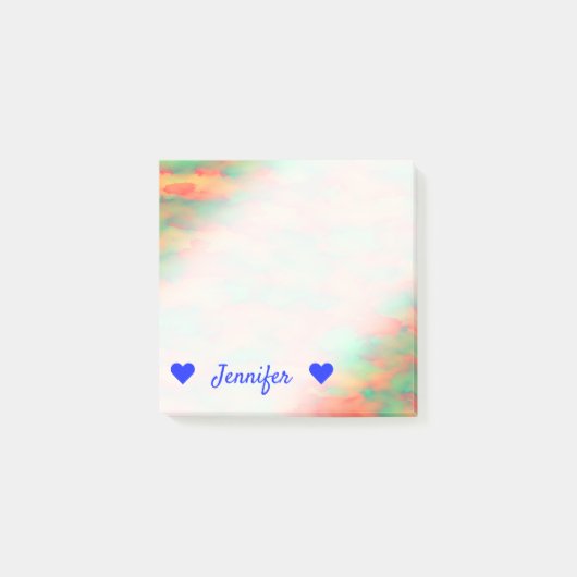 Naam + Groen, Rode Waterverf-als Abstract Patroon Post-it® Notes (Voorkant)