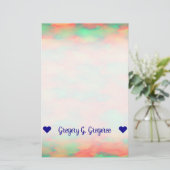 Naam; Groen, rood Waterverf-als Abstract Patroon Briefpapier (Staand voorkant)