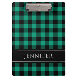 Naam Groen & Zwarte Ruiten Gingham Patroon Klembord