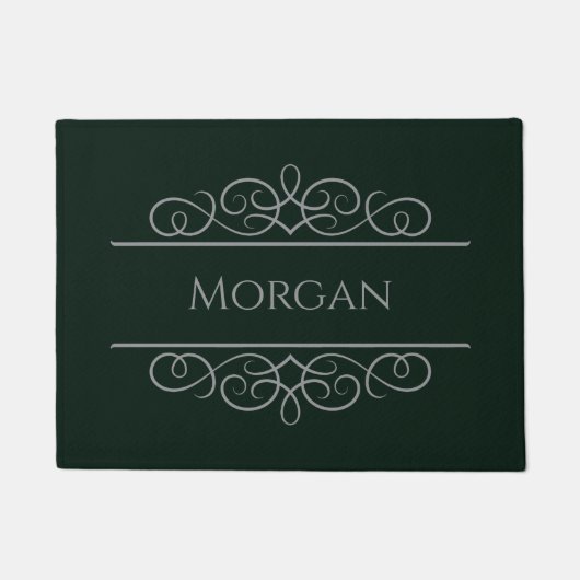 Naam Groene Elegant Custom Doormat | Bewerkbaar Deurmat (Voorkant)