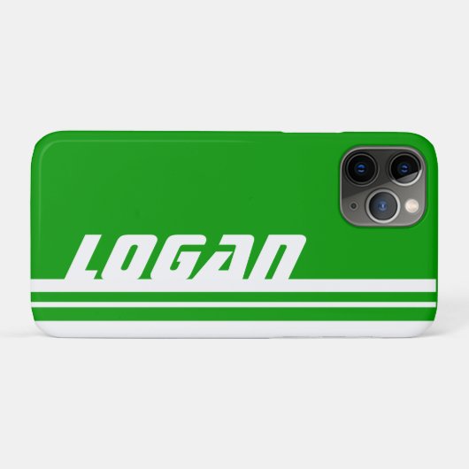 Naam groene en witte streep sport Case-Mate iPhone case (Achterkant (horizontaal))
