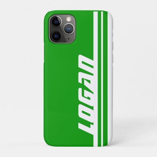 Naam groene en witte streep sport Case-Mate iPhone case (Achterkant)