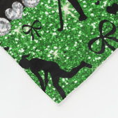 Naam groene glitter hockey harten boeg fleece deken (Hoek)