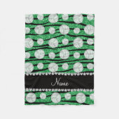 Naam groene glitter zebra stripes volleyballen fleece deken (Voorkant)
