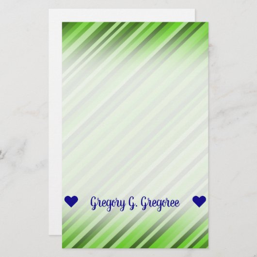  naam; Groene lijnen/Stripes Patroon Briefpapier (Voorkant / Achterkant)
