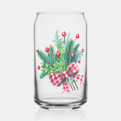 Naam, Groene rode bessen Kerstboeket 16oz Blikvorm Glas (Voorkant)