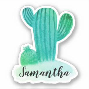 Naam groene Waterverf Cactus Sticker