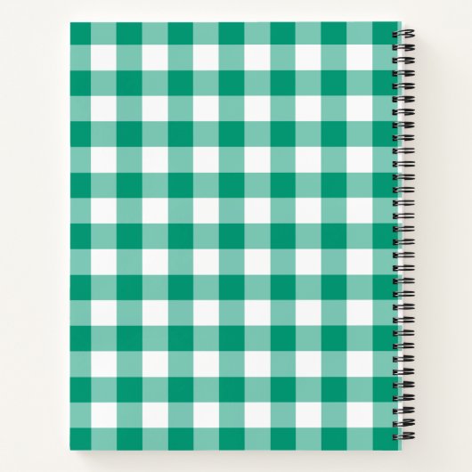 Naam Groene & Witte Gingham Gingham Gecontroleerde Notitieboek (Achterkant)
