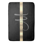 Naam & Groot Monogram, Grijs Zwart Goud Badmat (Voorkant Verticaal)