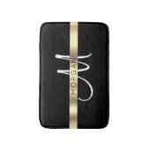 Naam & Groot Monogram, Wit Zwart Goud Badmat (Voorkant Verticaal)