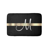 Naam & Groot Monogram, Wit Zwart Goud Badmat (Voorkant)