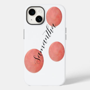 Naam Grote Roze Gouden Waterverf Stippen iPhone 14 Hoesje