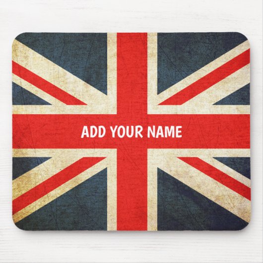  naam Grunge Union Jack-vlag Muismat (Voorkant)
