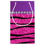 Naam gymnast neon geen roze glitterzebrastrepen klein cadeauzakje (Achterkant)