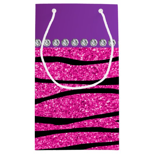 Naam gymnast neon geen roze glitterzebrastrepen klein cadeauzakje (Achterkant)