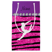Naam gymnast neon geen roze glitterzebrastrepen klein cadeauzakje (Voorkant)