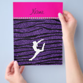 Naam gymnast paarse glitter zebra stripes flyer (Hand)