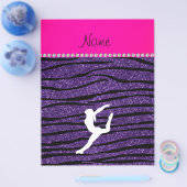 Naam gymnast paarse glitter zebra stripes flyer (Enkel)