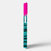 Naam gymnast turquoise glitter zebra stripes Case-Mate iPhone case (Achterkant / Rechts)